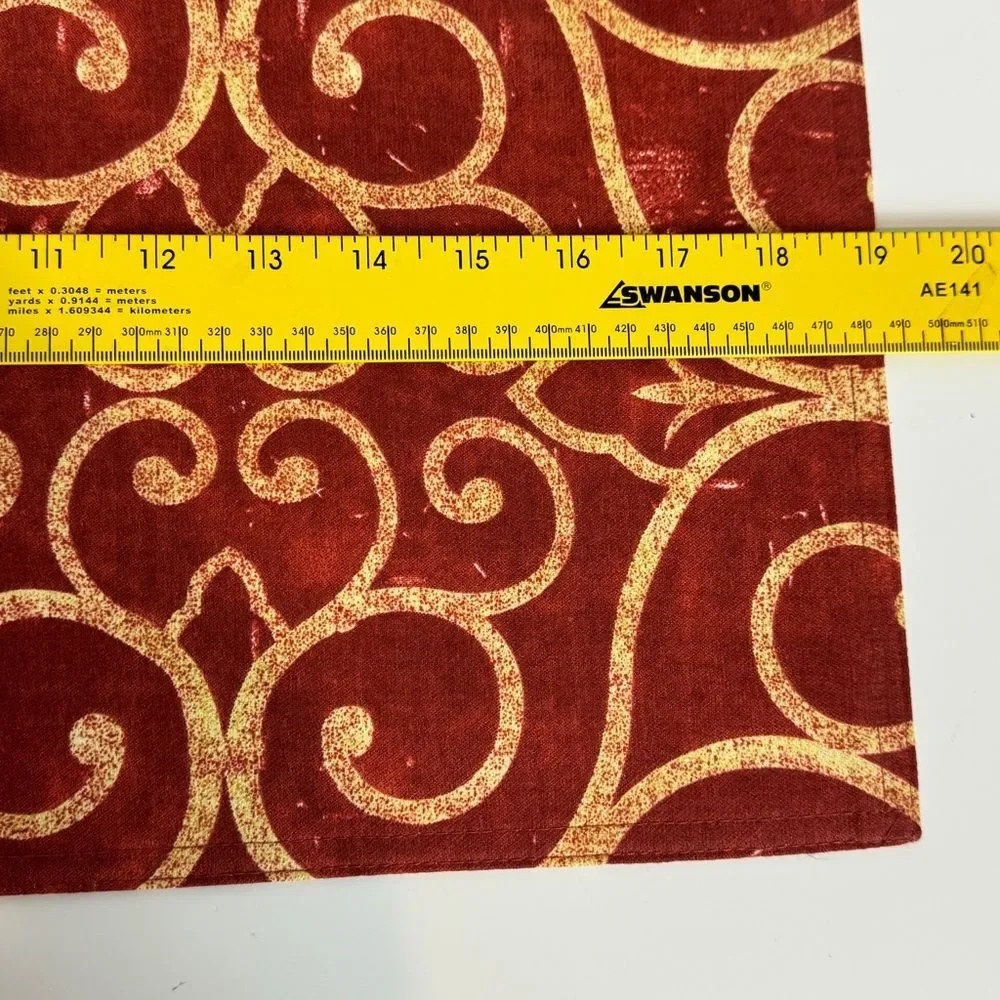 4 Red Yellow Scroll Pattern Fabric Placemats